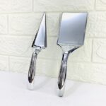 سكين + ملعقة قص كيكات لون فضي