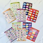 دستة طوابع حروف عربية - حروف انجليزية ملصقات كراسة لاصقة 5 ورقات