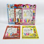 هدية اطفال شخصيات اوراق تلوين مع الوان مقاس 27*17 سم
