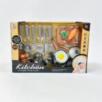 طقم لعبة مطبخ والعاب شاهي للبنات 15 قطعه رصاصي واسود