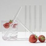 طقم طوبوات زجاجية مع فرشاة تنظيف 8 مصاصات