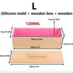 قالب سيلكون مستطيل مع بوكس خشب بالغطاء لصناعة ديكور الشمع والصابون WFHM77