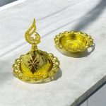 قاعدة بخارة ذهبية فاخرة حديد مع غطاء قطر 7 سم