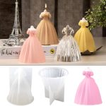 قالب فستان عروسة مع فيونكة لصنع الشمع وديكور المنزلي WFHM77