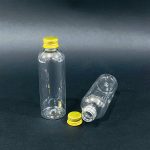 دستة علب شفافة بلاستيك عبوة 100 مل عدد 12 شيشة مغطة ذهبية