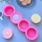 قالب سيلكون لصنع الصابون وديكور الشموع ثلاثي الابعاد 4 فتحات مزخرفة MA93