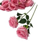 وردة صناعي جوري لون وردي حجم كبير طول  50 سم لصنع باقات والاهداء في الهدايا