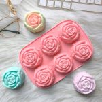 قالب سيلكون بشكل وردة 6 فجوات متعددة الاستعمالات لصنع الشوكلاتة والصابون والشمع MA93