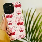 ترندات كفر ايفون مطاطي مقاوم للسقوط رسم كرز الاحمر WFHM77