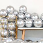 25 بالون فضي كروم فاخرة للمناسبات والديكور