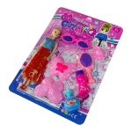 طقم لعبة باربي مع ادوات زينة نظارة و مشط هدية بناتية