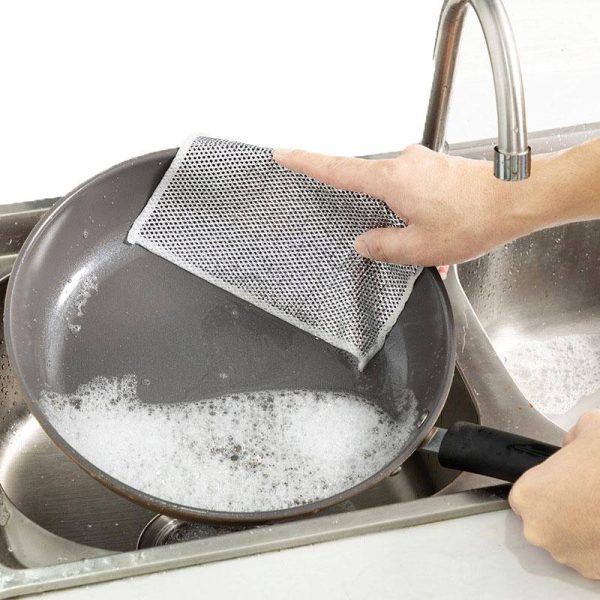 فوطة سلك تنظيف الاواني الفضية حماية اليدين 2 قطع مقاس 30"30 سم