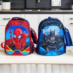 حقيبة مدرسية صف اول / روضة ، مع مقلمة شخصية سبايدرمان - بات مان