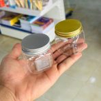 ⁦دستة علب مربعة بلاستيك 100 مل -  12 علبة غطاء فضي مع غطاء اسفنجي داخلي للحفظ من الهواء اطول فترة⁩ - الصورة ⁦7⁩