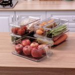 منظم ثلاجة فاخر شفاف 3 أحجام مع ذراع سهل الحمل