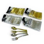 مجموعة 24 ملعقة × شوكة صغيرة للمناسبات خاصة بالفروتة والكيك الصغير لون فضي وذهبي