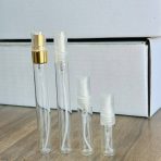 دستة 12 عبوة تقسيم عطور وتوزيعات مناسبات لون أبيض شفاف - ذهبي ، 3/5/10 مل - Image 4