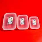 حافظة طعام صحيه محكمة الاغلاق - 3 أحجام لون أبيض شفاف صنع تركيا ASUDE - Image 2