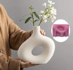 ⁦قالب سيلكون مزهرية مائلة لصب الجبش ديكور منزلي WFHM77⁩ - الصورة ⁦3⁩