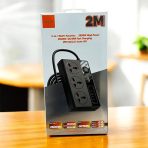 ⁦وصلة كهرباء وشحن 9 مداخل أصلية من MOXOM حماية من زيادة الكهرباء والحرارة بقوة 2500 وات 9 مداخل حماية من طول 2 متر⁩ - الصورة ⁦2⁩