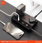 وصلة كهرباء وشحن 9 مداخل أصلية من MOXOM حماية من زيادة الكهرباء والحرارة بقوة 2500 وات 9 مداخل حماية من طول 2 متر