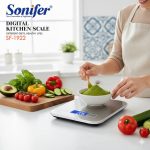 ميزان الكتروني ممتاز Sonifer - سعة 2 جرام إلى 5 كيلو للمطبخ والحميات الغذائية