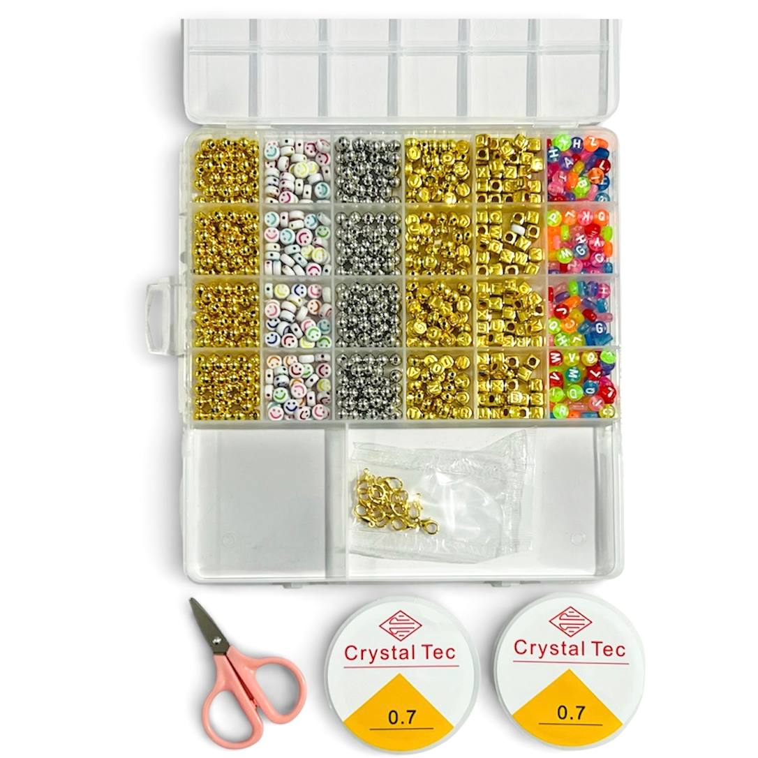 photo_1_2026-02-17_00-36-58 طقم لعبة اكسوارات خرز وصنع الاساور للبنات مع 2 بكرات سلك و مقص MOAF03 - الصورة 1