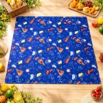 بخشة مزخرفة نقش بيتزا - مناسبة للمطبخ والتنزه - مفرش مقاس مربع 1.50×1.50 متر