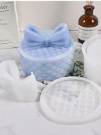 علبة دائرية بنقش مربعات حجم كبير مع قالب فيونكة 🎀 WFHM77