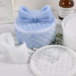 علبة دائرية بنقش مربعات حجم كبير مع قالب فيونكة 🎀 WFHM77