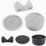 ⁦علبة دائرية بنقش مربعات حجم كبير مع قالب فيونكة 🎀 WFHM77⁩ - الصورة ⁦4⁩