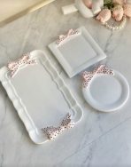 ⁦قوالب سيلكون صينية بتصميم دائري ومربع ومستطيع بنقش فيونكة 🎀 WFHM77⁩ - الصورة ⁦4⁩