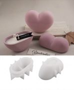 ⁦قالب سيلكون علي شكل قلب علبة بالمغطاء WFHM77⁩ - الصورة ⁦2⁩