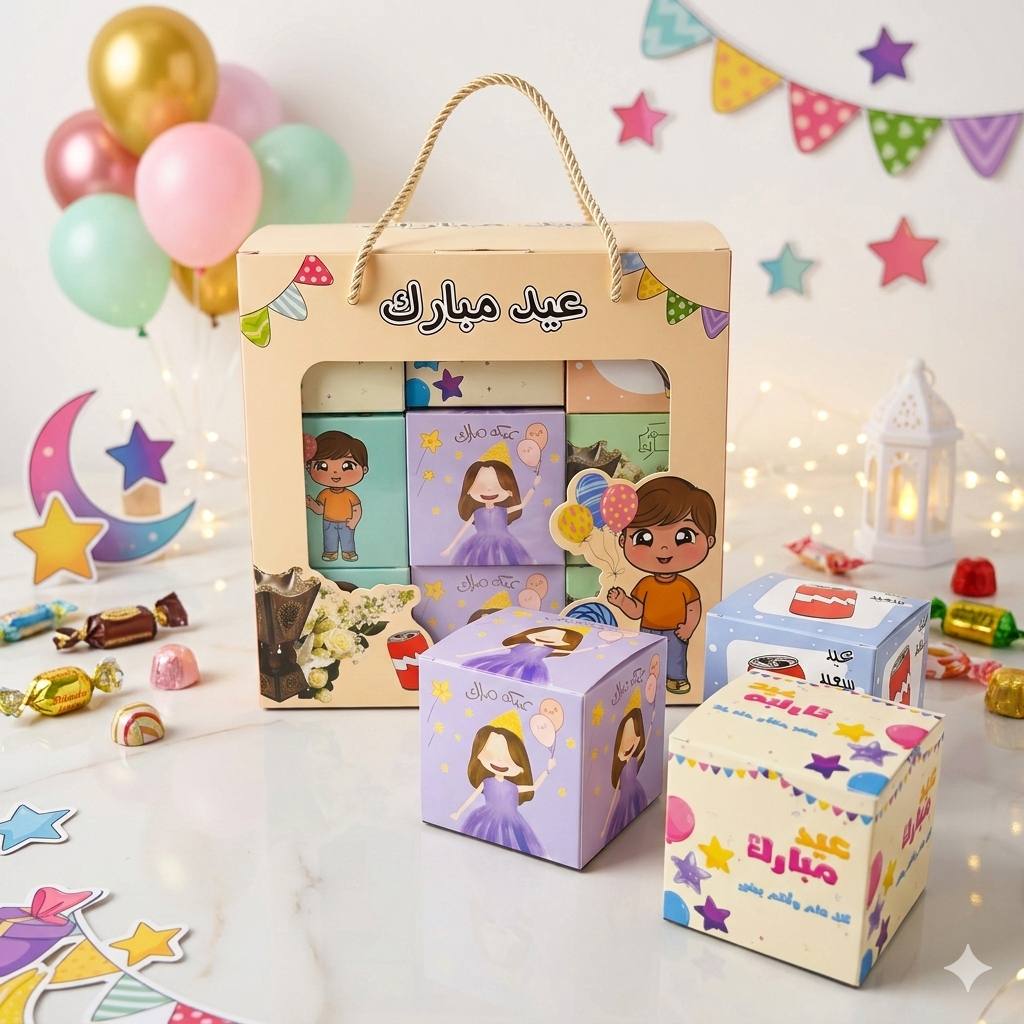 photo_1_2026-03-01_23-55-52 طقم علب 24 بوكس وين عيديتي توزيعات للأطفال فارغه - مقاس العلبة 7.5×7.5×7.5 سم - الصورة 1