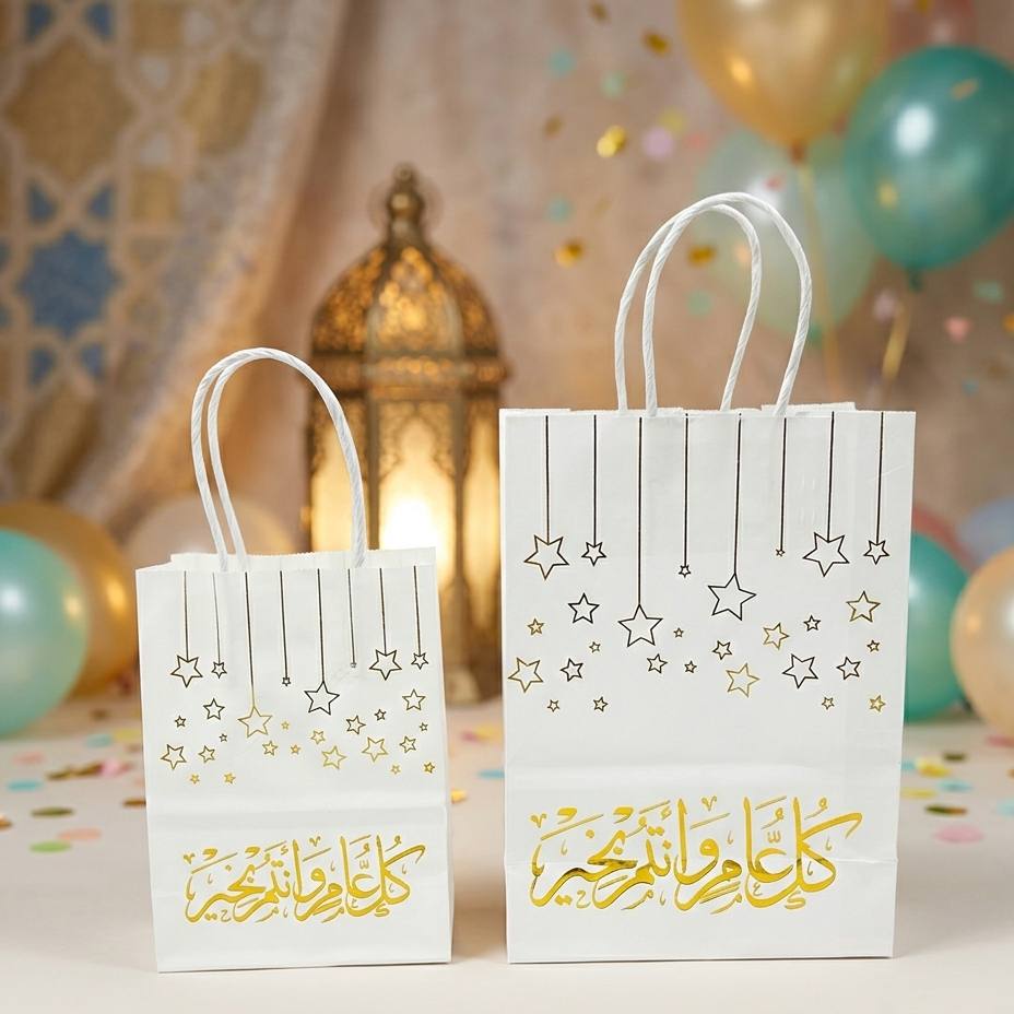 photo_1_2026-03-04_18-24-04 كيس عيدية كرافت ورقي بعبارة ذهبي - كل عام وأنتم بخير حجمين - الصورة 1