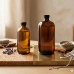 قوراير زجاجية فاخرة معتمة باللون العسلي مع غطاء محكم - لتعتيق العطور وخلطها عبوة 500 مل & 1 لتر