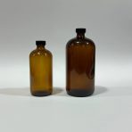 ⁦قوراير زجاجية فاخرة معتمة باللون العسلي مع غطاء محكم - لتعتيق العطور وخلطها عبوة 500 مل & 1 لتر⁩ - الصورة ⁦3⁩