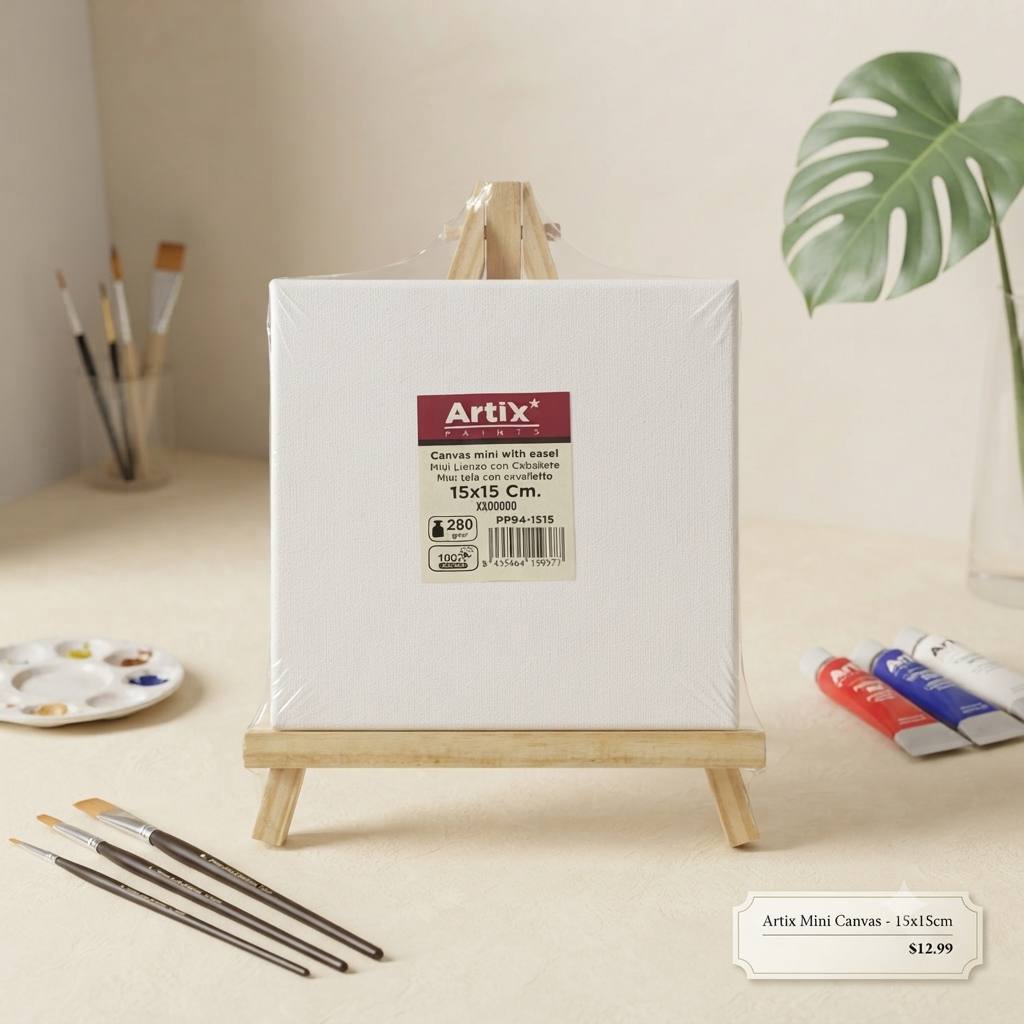 photo_3_2026-07-20_01-43-12 لوحة رسم كانفس مع حاملة مقاس 15×15 سم ماركة ARTIX - الصورة 1