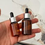 ⁦عبوات سيروم فاخره بلاستيك شبيهة زجاج معتمه عسلية رأس فضي - درجة أولى⁩ - الصورة ⁦2⁩