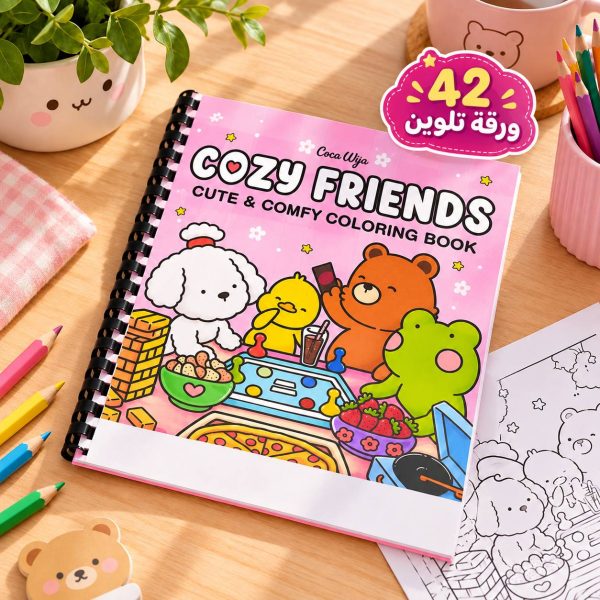 مذكرة أصدقاء COZY للكبار - 42 ورقة تلوين مع فاصل ورقات